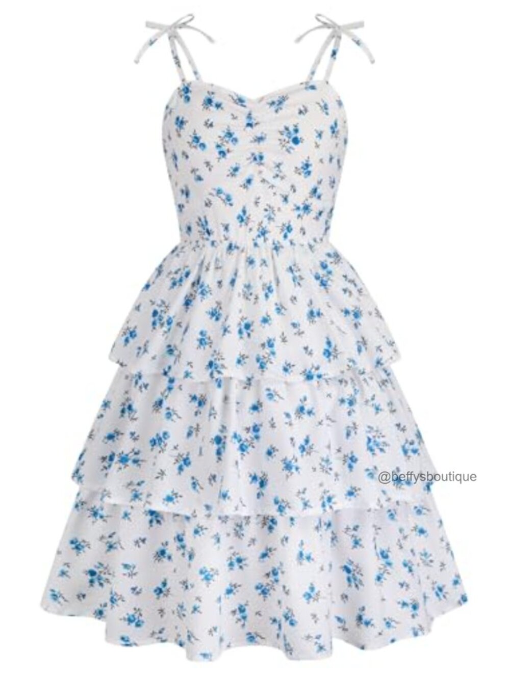 Girls Summer Spaghetti Strap Ruched Sweetheart Ruffle Tiered Sundress 7-16